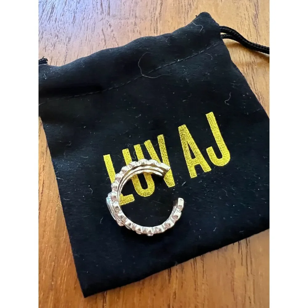 Luv AJ Statement Stacked Ring Adjustable Crystal Diamond Marquise in Gold